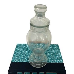 Vtg Mold Blown Glass Apothecary Candy Dime Store Jar Footed w/ Lid Pressed EAPG